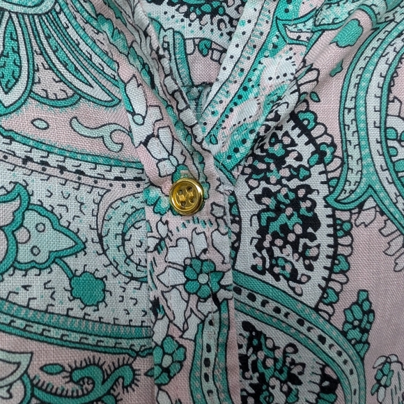 Charter Club Luxury 100% Linen Paisley Print Long Sleeve Button Up Sz M - Picture 3 of 15